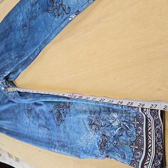 NWOT Blue Floral 2 Pc Lounge Set Size 1X LACE V-Neck Elastic Waist Pull Over - Picture 8 of 11